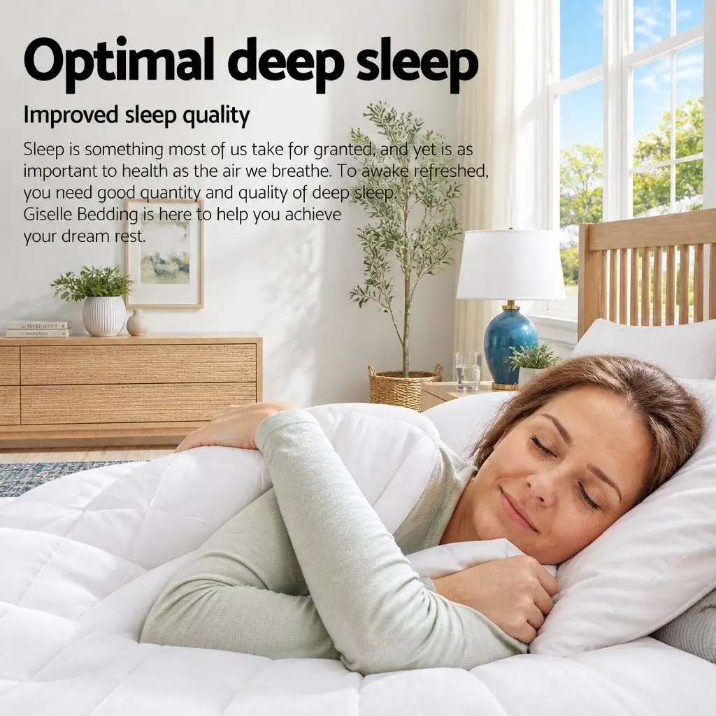 Goose Down Feather Duvet Quilt Single Size 800GSM Winter Comforter White Cotton Cover