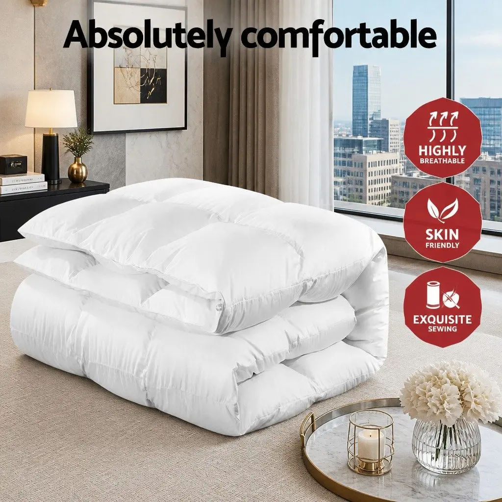 Goose Down Feather Quilt Super King Winter Weight 800GSM White