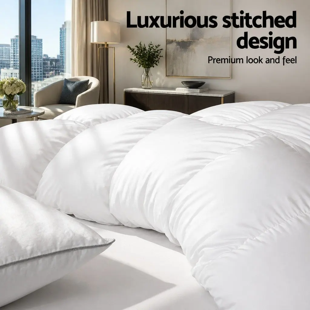 Goose Down Feather Quilt Super King Winter Weight 800GSM White