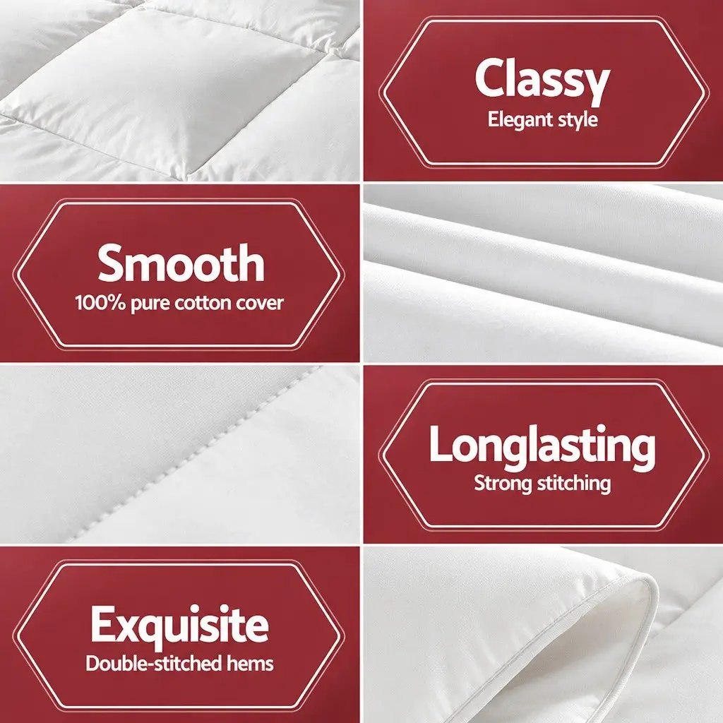 Goose Down Feather Quilt Super King Winter Weight 800GSM White