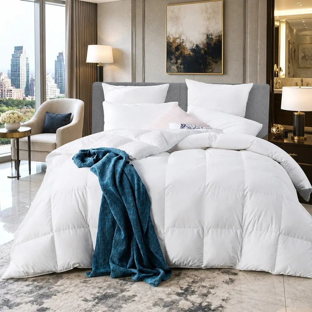 Goose Down Feather Quilt Super King Winter Weight 800GSM White