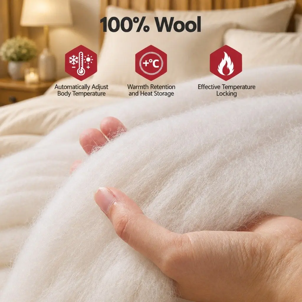 Wool Quilt Super King Winter 500GSM Baffle Box Construction White
