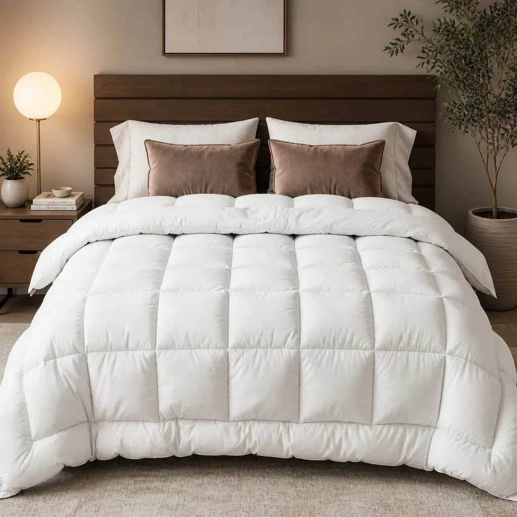 Queen Wool Quilt 800GSM with Cotton Cover and Baffle Box