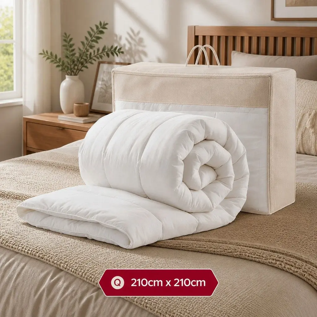 Wool Quilt Queen Size 800GSM Winter Doona Baffle Box Construction Extra Thick Bedding