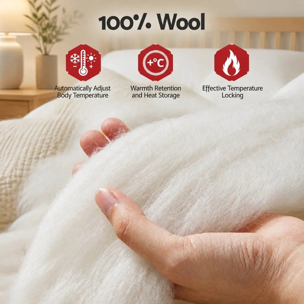 Wool Quilt Queen Size 800GSM Winter Doona Baffle Box Construction Extra Thick Bedding