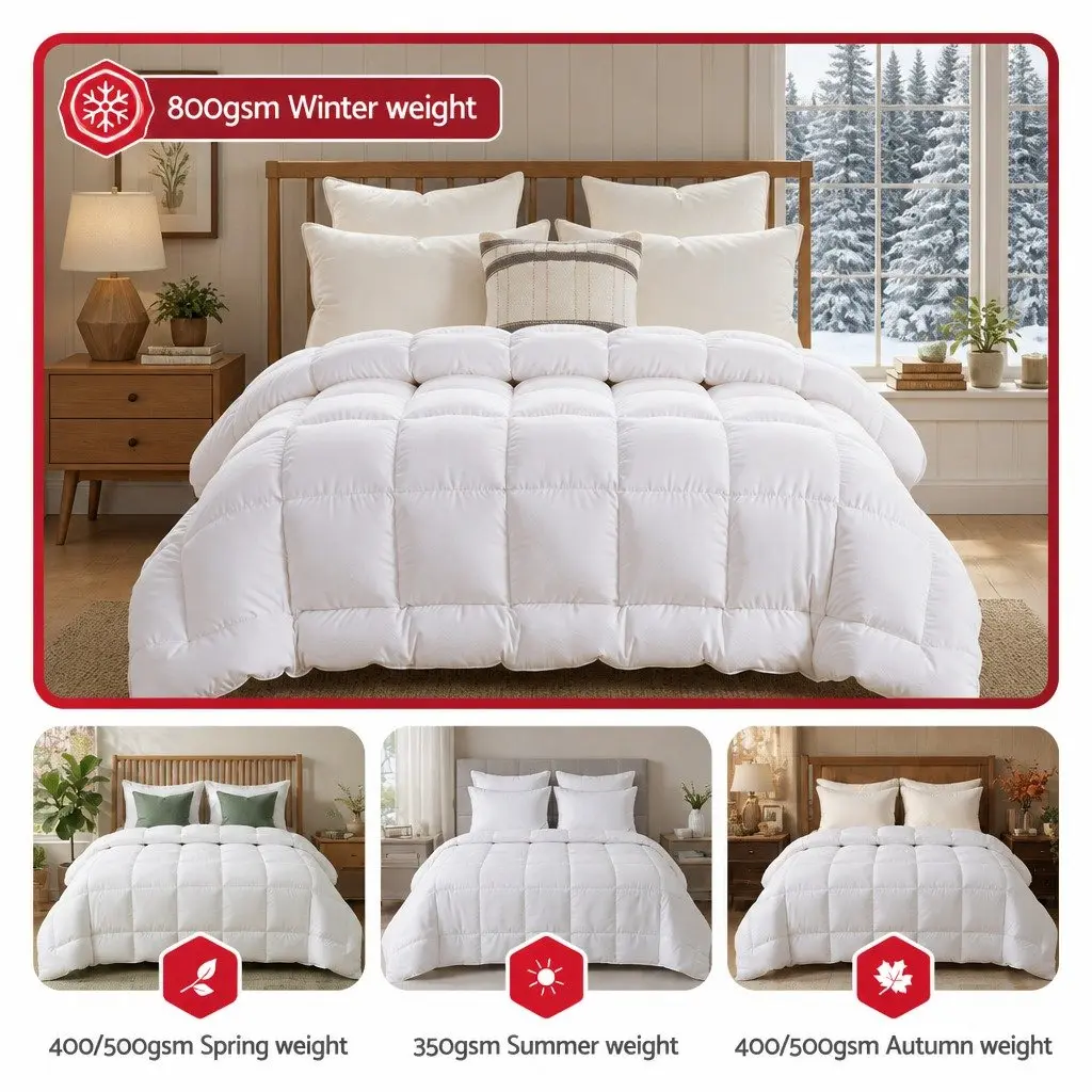 Wool Quilt Queen Size 800GSM Winter Doona Baffle Box Construction Extra Thick Bedding