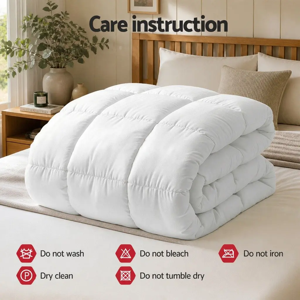 Wool Quilt Super King Winter 800GSM Baffle Box Construction Bed Bedding