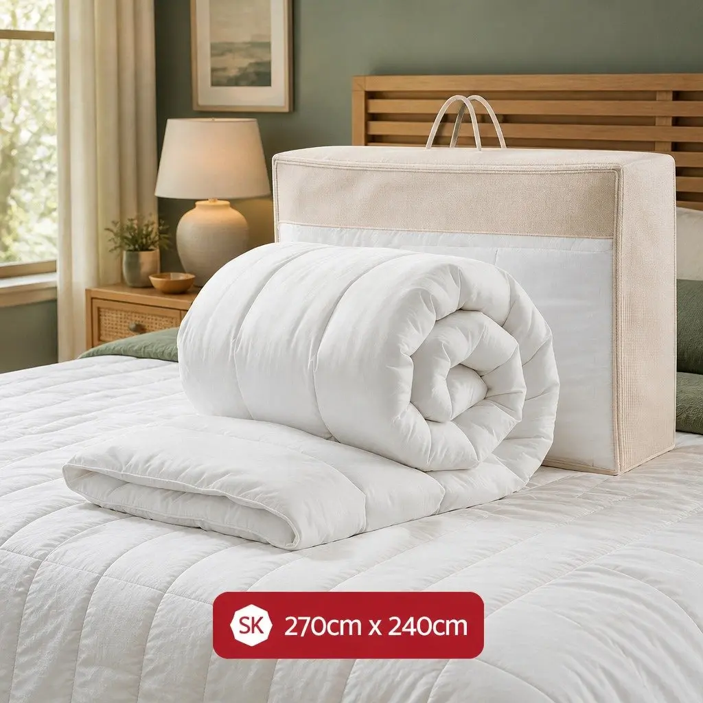 Wool Quilt Super King Winter 800GSM Baffle Box Construction Bed Bedding