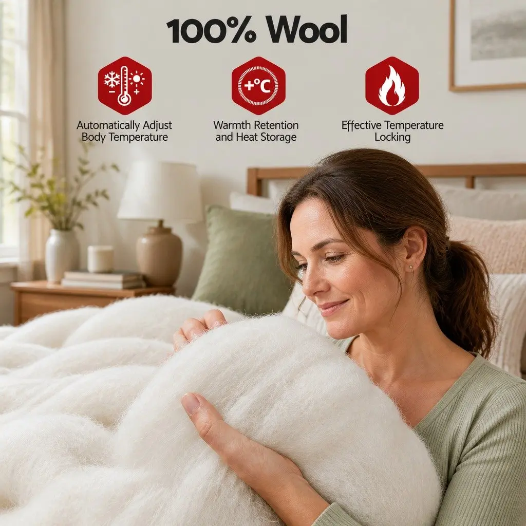 Wool Quilt Super King Winter 800GSM Baffle Box Construction Bed Bedding