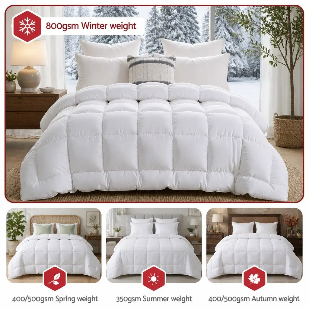 Wool Quilt Super King Winter 800GSM Baffle Box Construction Bed Bedding
