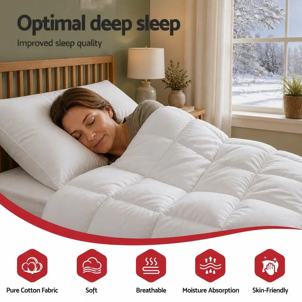 Wool Quilt Super King Winter 800GSM Baffle Box Construction Bed Bedding