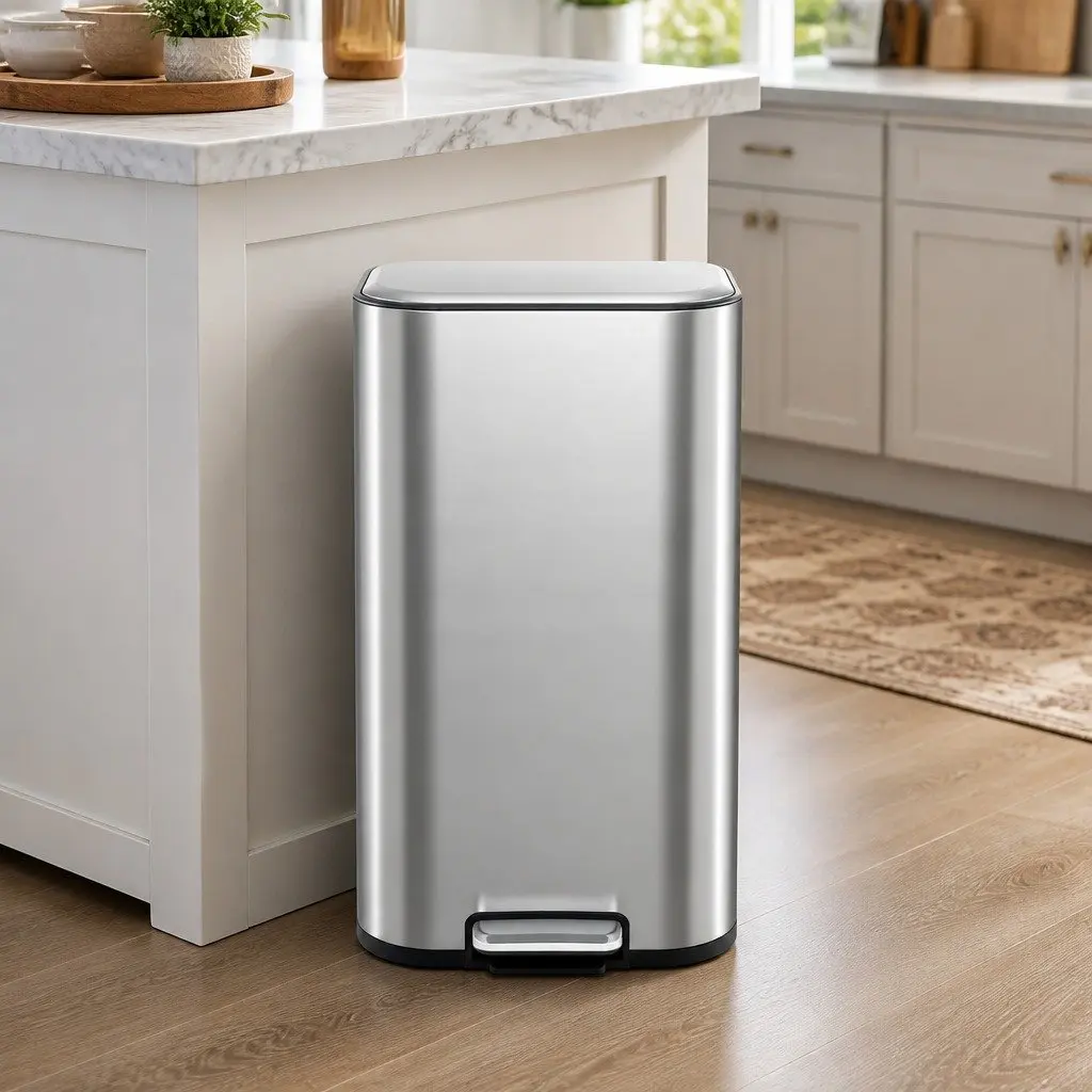 Pedal Bin Kitchen 40L Steel Trash Can Soft Close Lid Removable Bucket