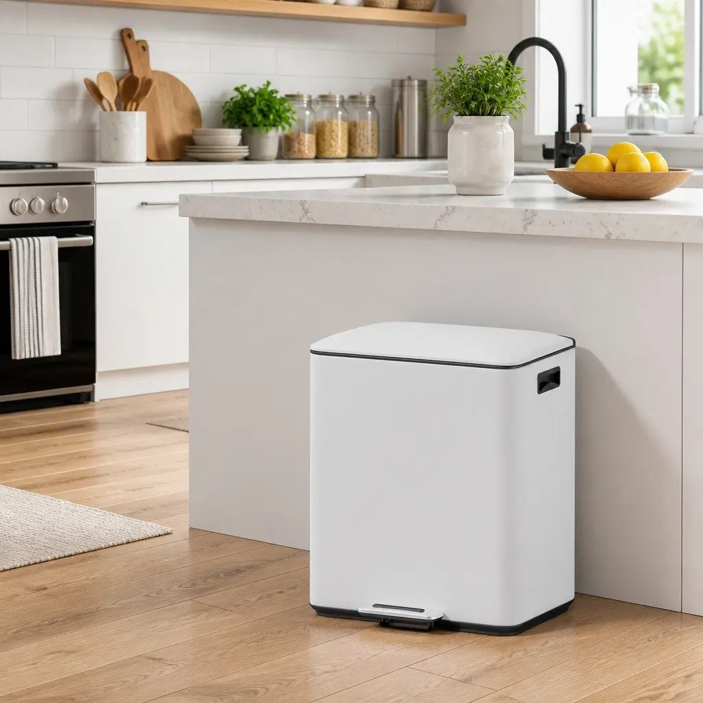 Dual Compartment Pedal Bin for Kitchen Yellow 40L