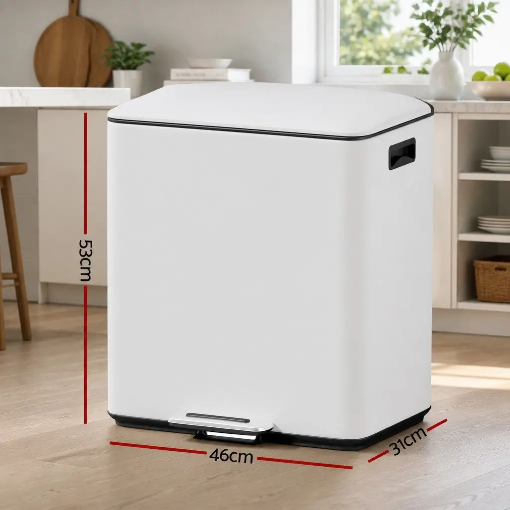 Dual Compartment Pedal Bin for Kitchen Yellow 40L