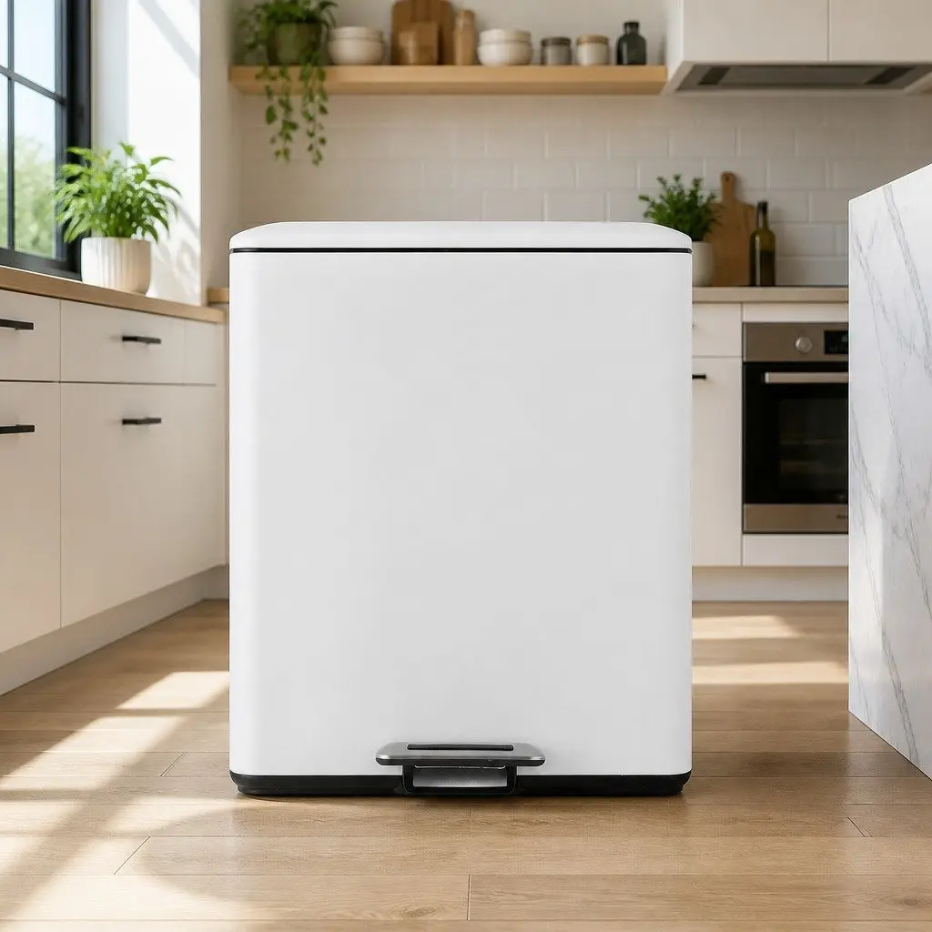 Dual Compartment Pedal Bin for Kitchen Yellow 40L