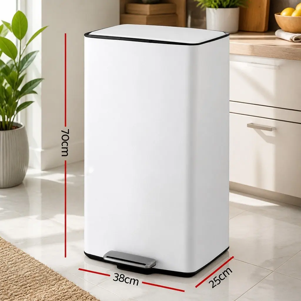 Pedal Bins Kitchen 40L Hands-Free Soft-Closing Dustbin