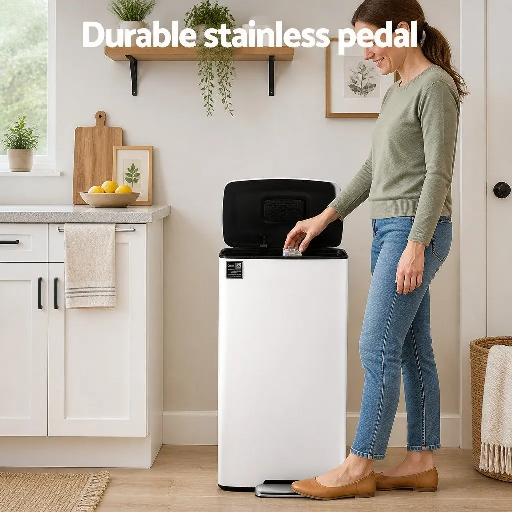 Pedal Bins Kitchen 40L Hands-Free Soft-Closing Dustbin