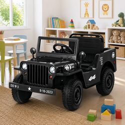 12V Black Off-Road Electric Jeep Toy for Kids