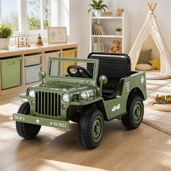 12V Off-Road Electric Kids Car - Olive Green