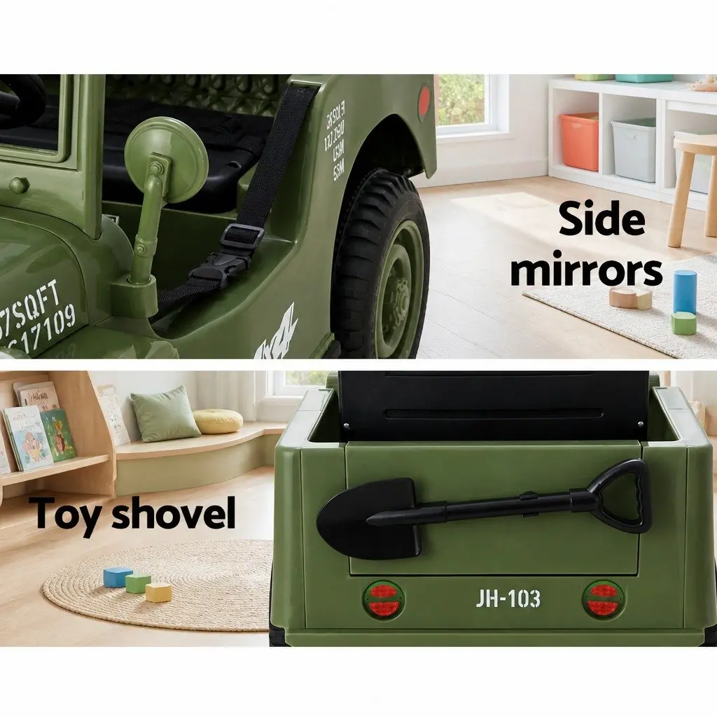 Kids Ride On Car Off-Road Jeep Toy Remote Control Olive Green 12V