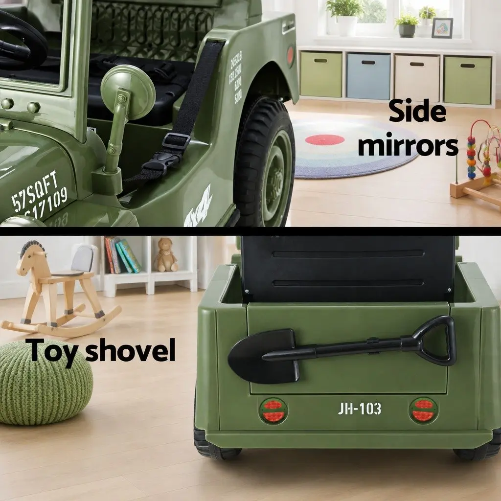 Kids Ride On Car Off-Road Jeep Toy Remote Control Olive Green 12V