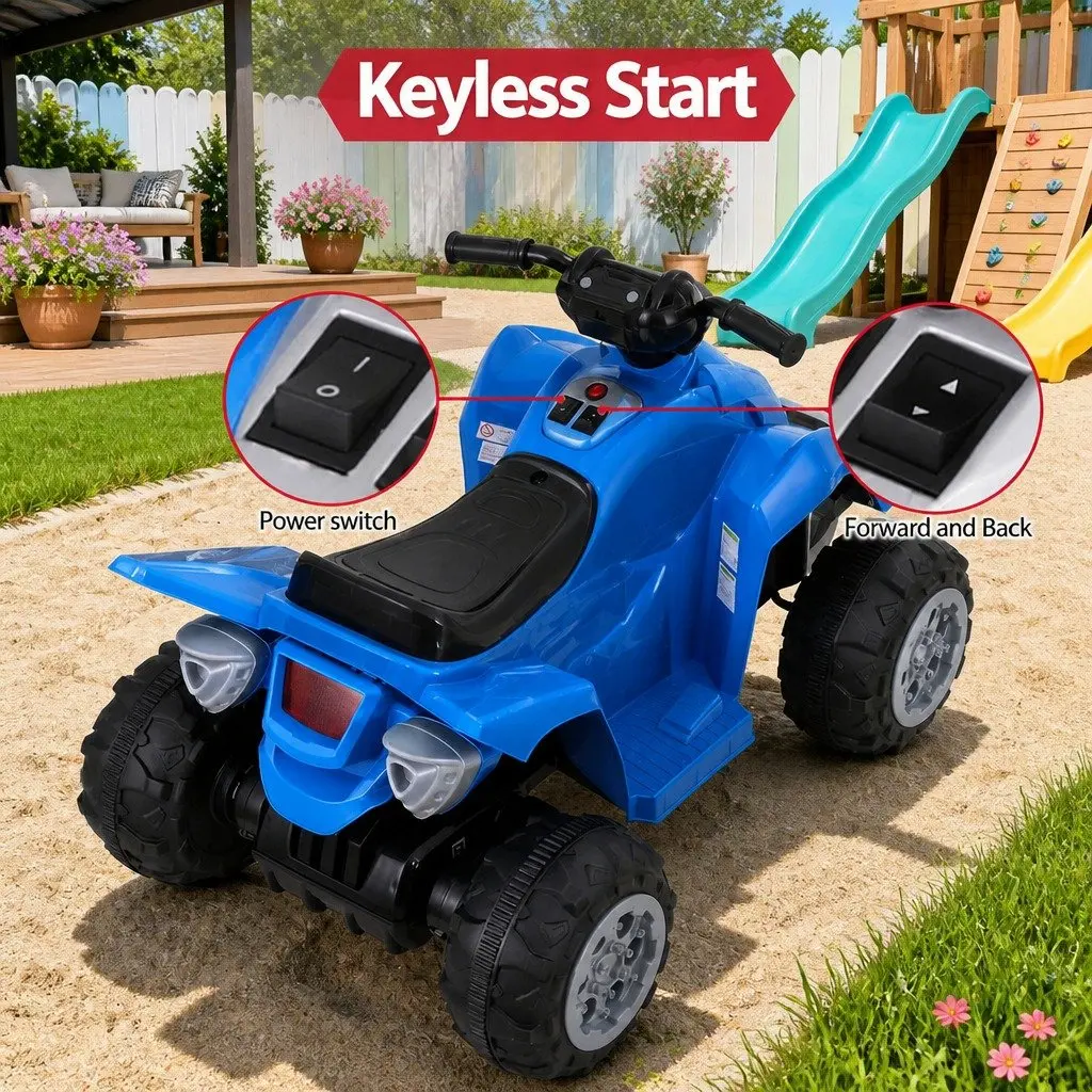 Kids Ride On Car Outdoor 12V Electric ATV Quad Motorbike Blue for Ages 3 and Up