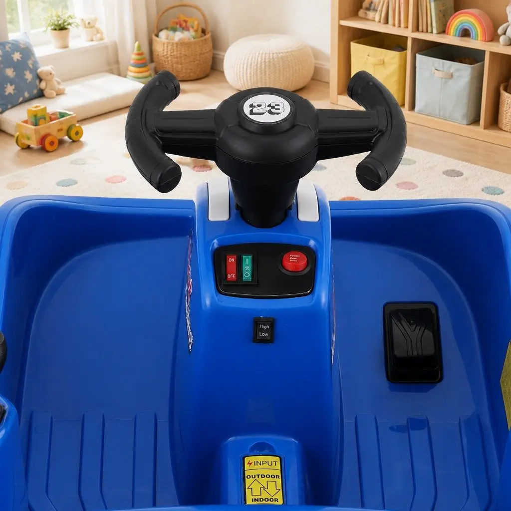 Kids Ride On Bumper Car 6V Electric Toy with Remote Control Steering Wheel Blue
