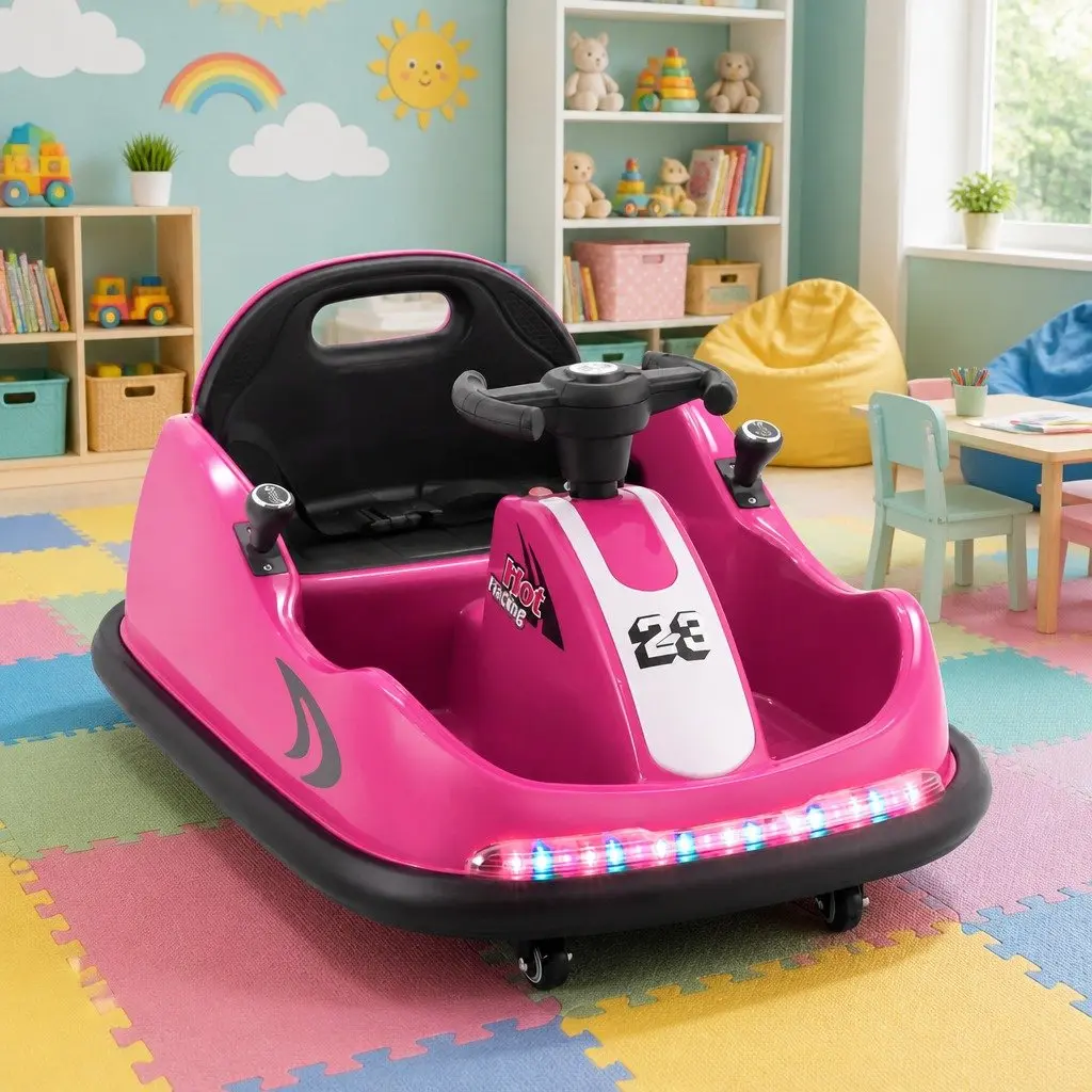Kids Ride On Bumper Car 6V Electric Toy Remote Control Steering Wheel Pink