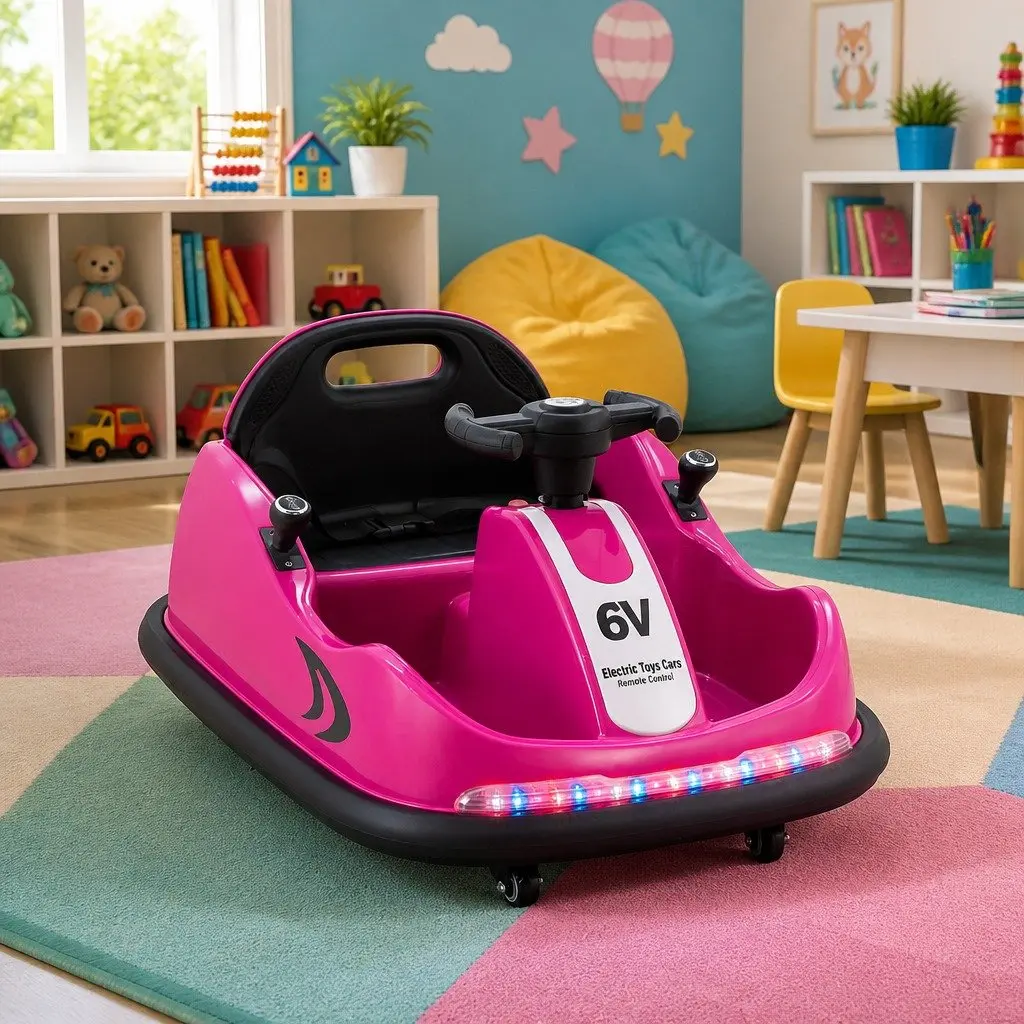 Kids Ride On Bumper Car 6V Electric Toy Remote Control Steering Wheel Pink