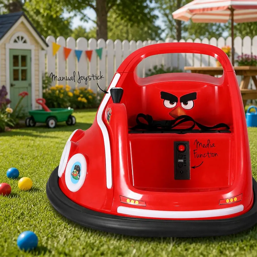 Ride On Bumper Car for Kids Red 6V Joystick Remote Control Vehicle