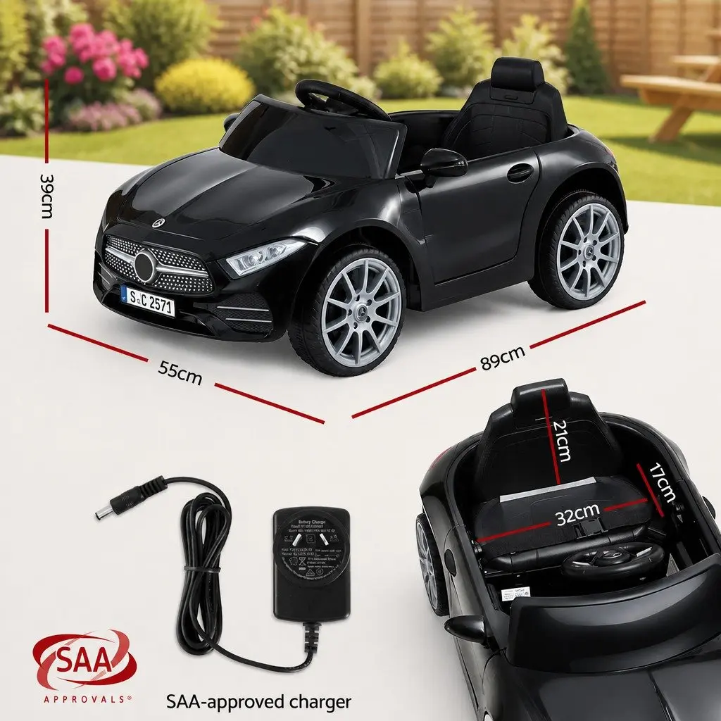 Kids Electric Ride On Car Outdoor Toy Remote Control Music Black 3+ Years
