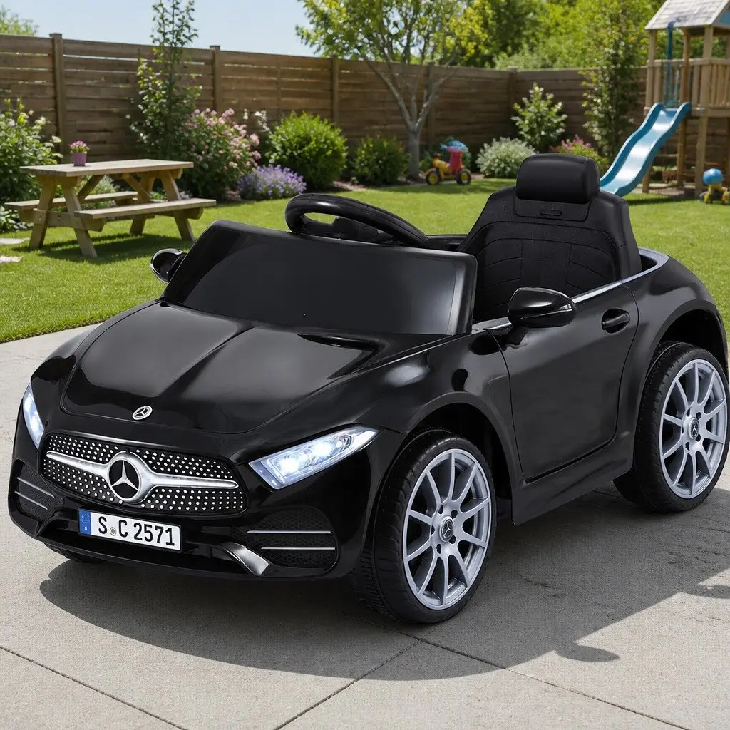 Kids Electric Ride On Car Outdoor Toy Remote Control Music Black 3+ Years