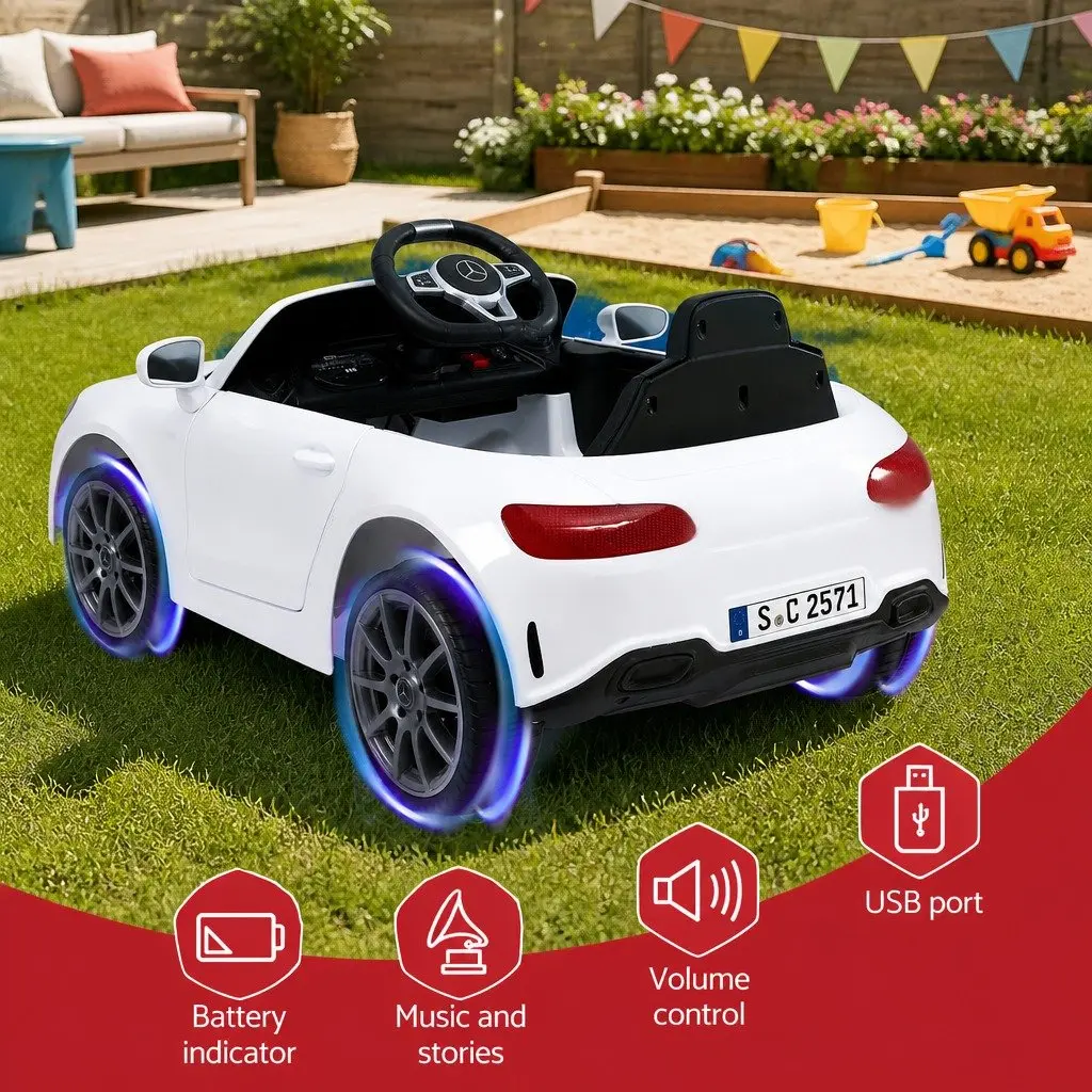 Kids Ride On Car Outdoor White 89cm x 55cm x 39cm 3 Years and Up