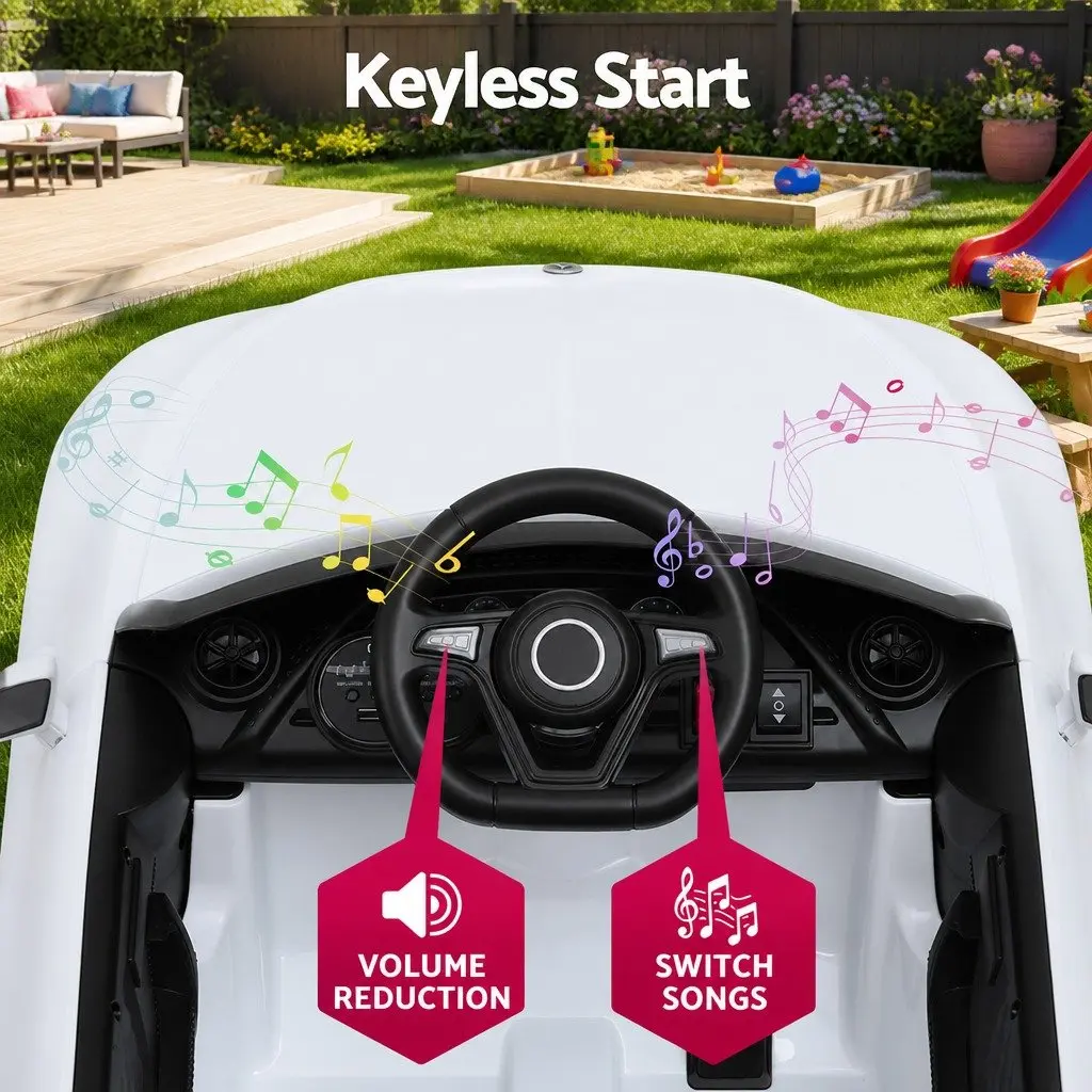 Kids Ride On Car Outdoor White 89cm x 55cm x 39cm 3 Years and Up