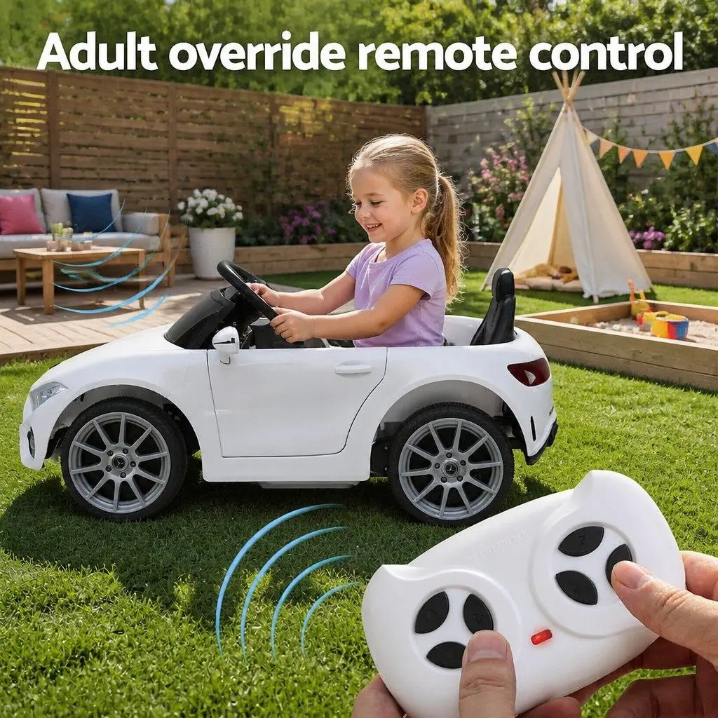 Kids Ride On Car Outdoor White 89cm x 55cm x 39cm 3 Years and Up
