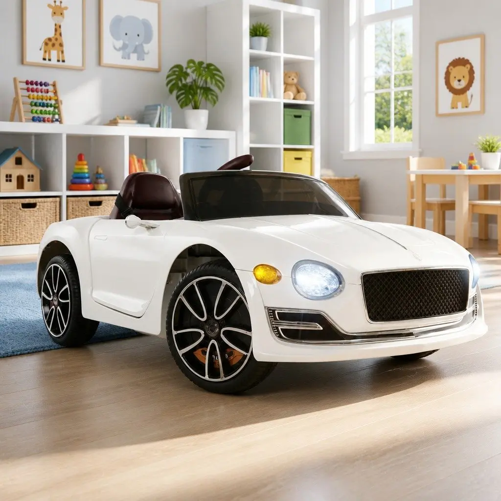 Kids Electric Ride On Car White 12V Bentley Licensed Remote Control Toy