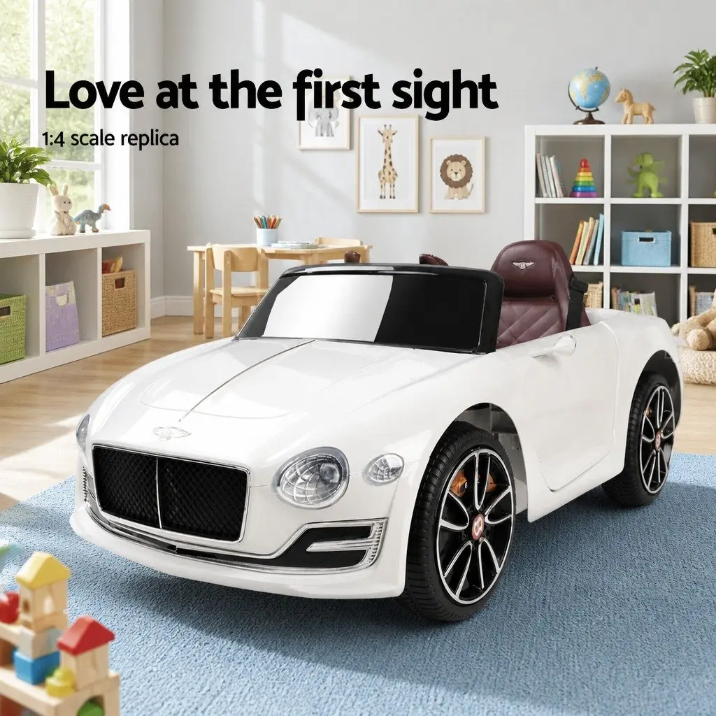 Kids Electric Ride On Car White 12V Bentley Licensed Remote Control Toy