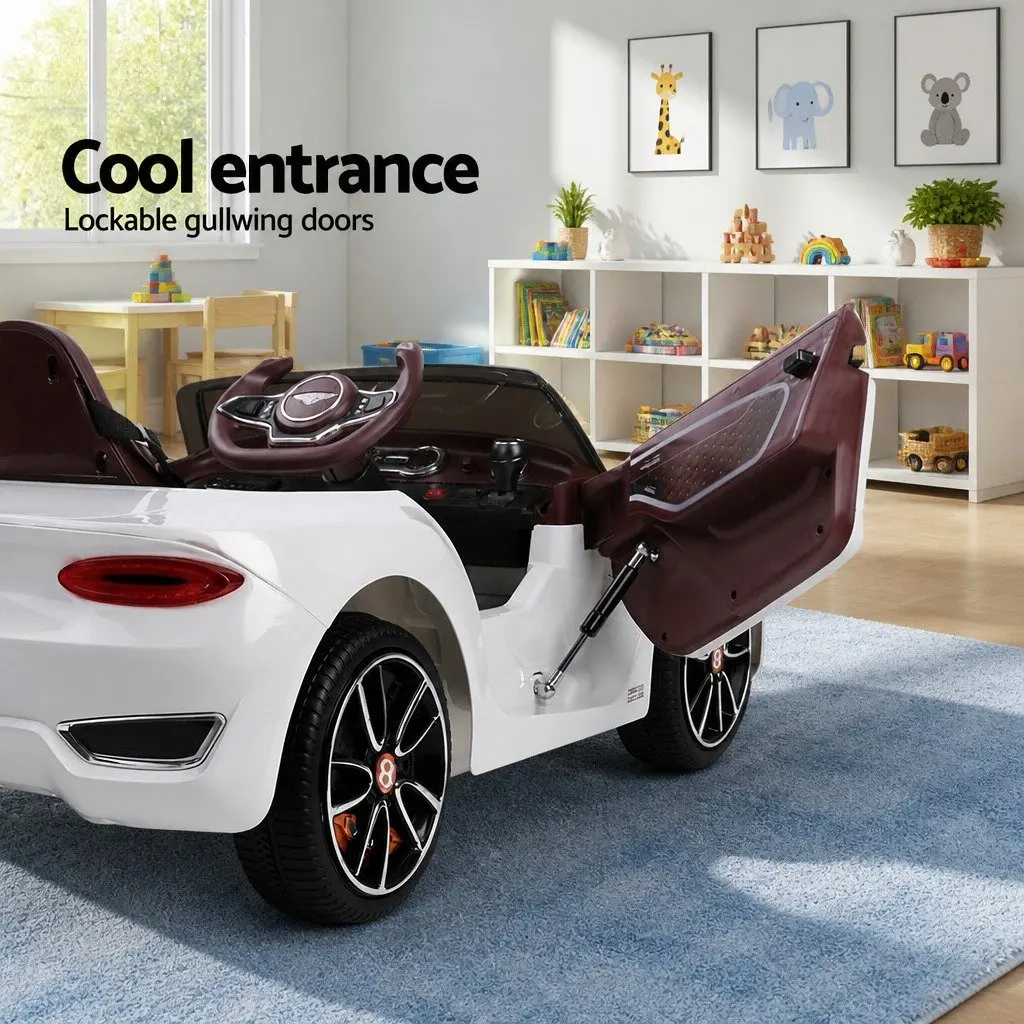 Kids Electric Ride On Car White 12V Bentley Licensed Remote Control Toy