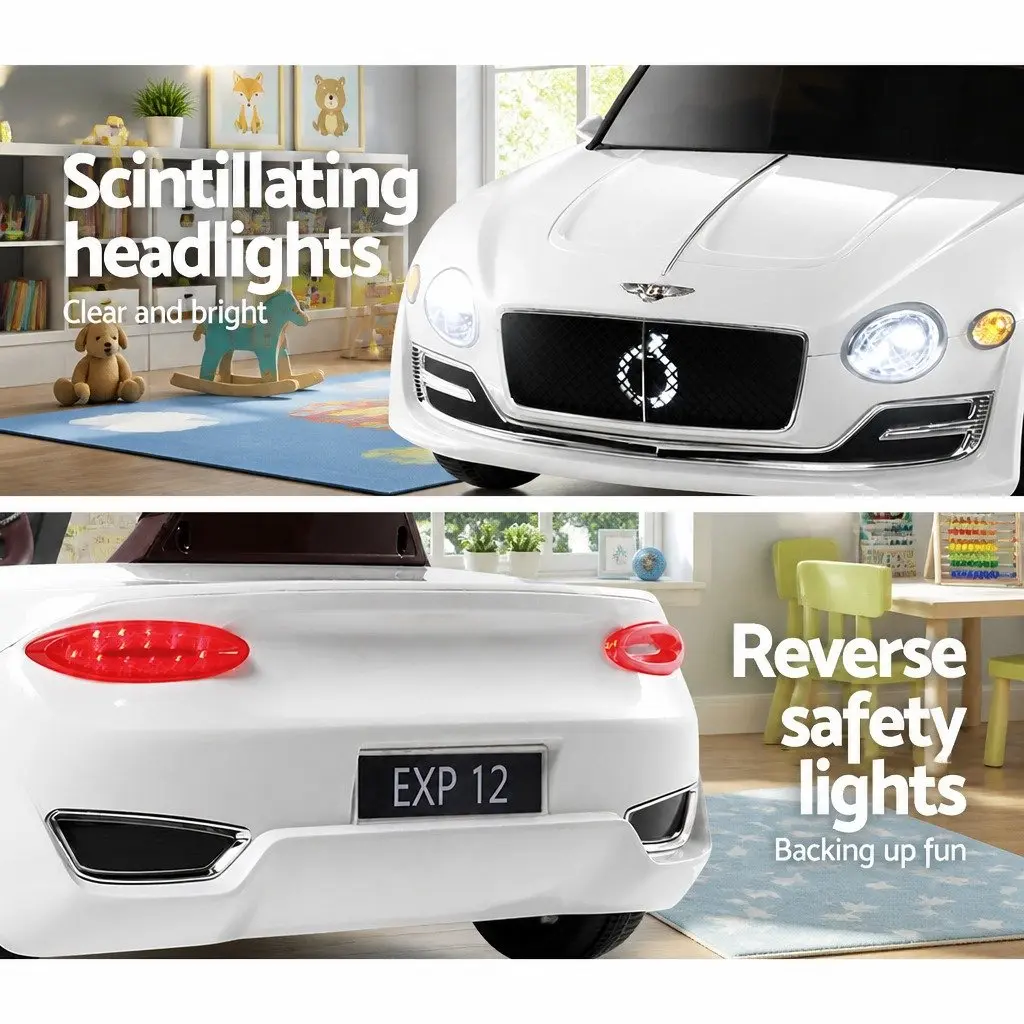 Kids Electric Ride On Car White 12V Bentley Licensed Remote Control Toy
