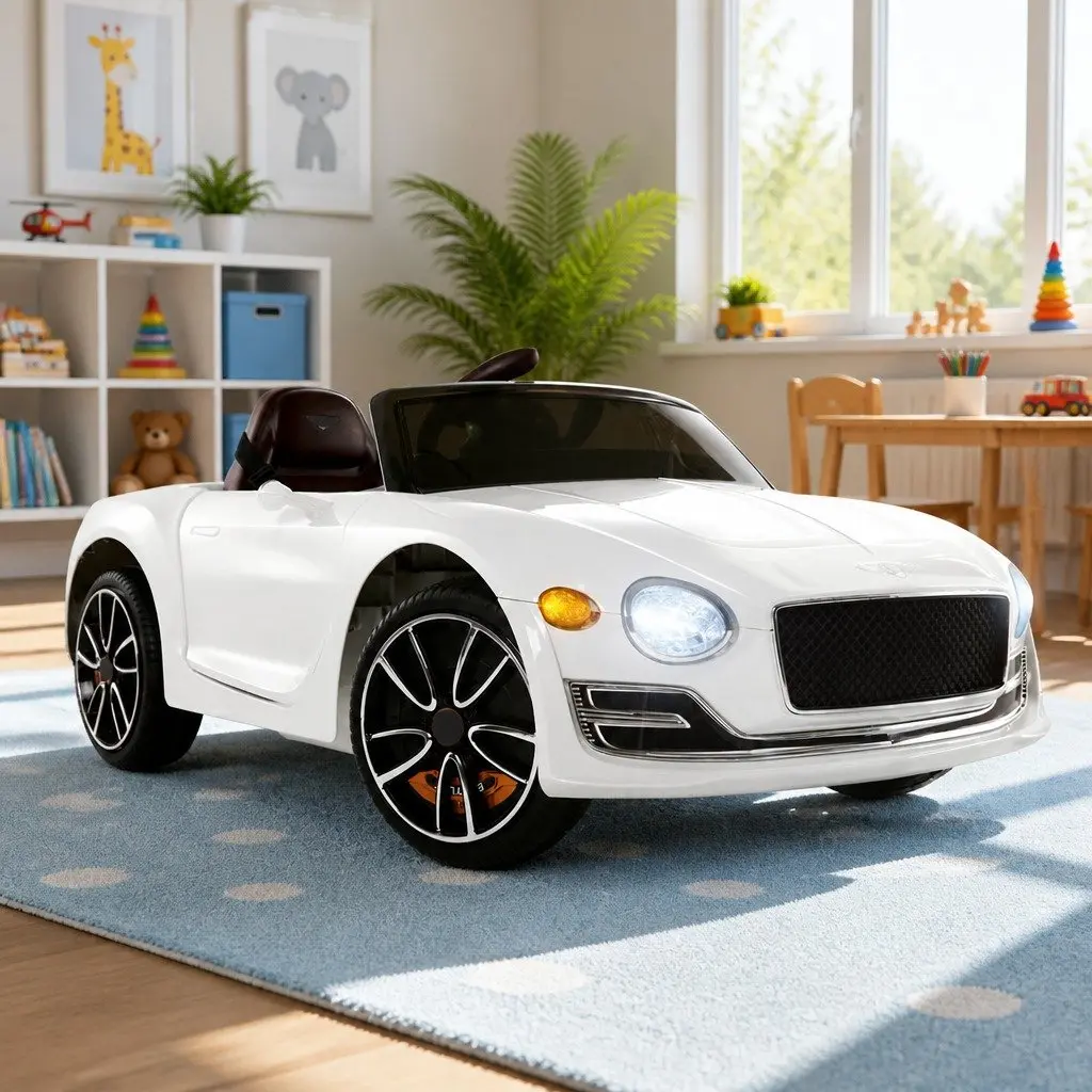 Kids Electric Ride On Car White 12V Bentley Licensed Remote Control Toy
