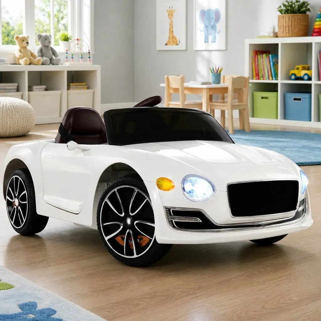 Kids Electric Ride On Car White 12V Bentley Licensed Remote Control Toy