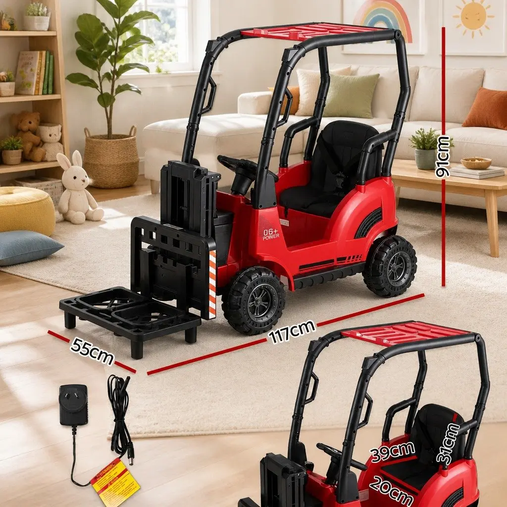 Red Kids Electric Ride On Forklift Loader Toy Car 12V Remote Control Horn