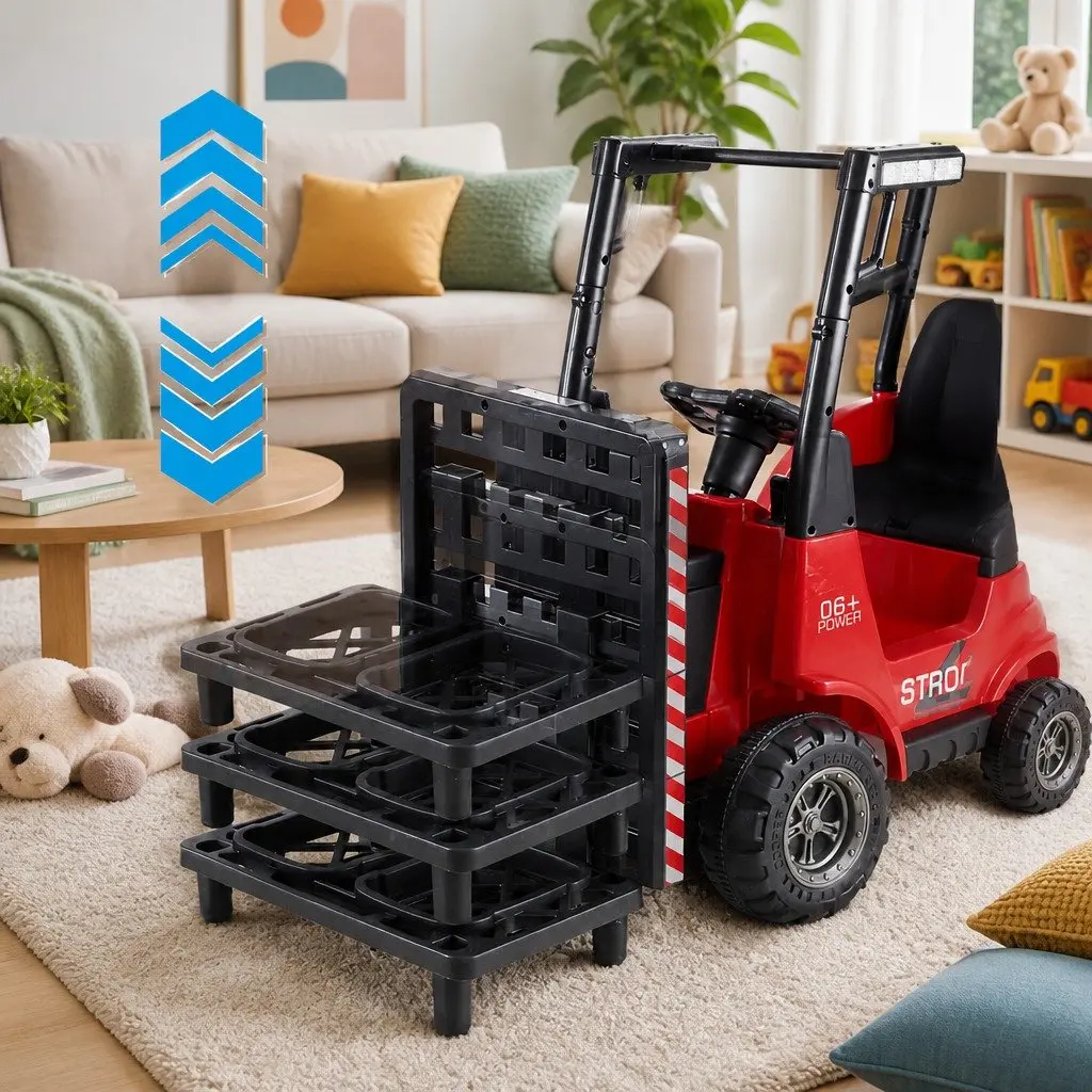 Red Kids Electric Ride On Forklift Loader Toy Car 12V Remote Control Horn