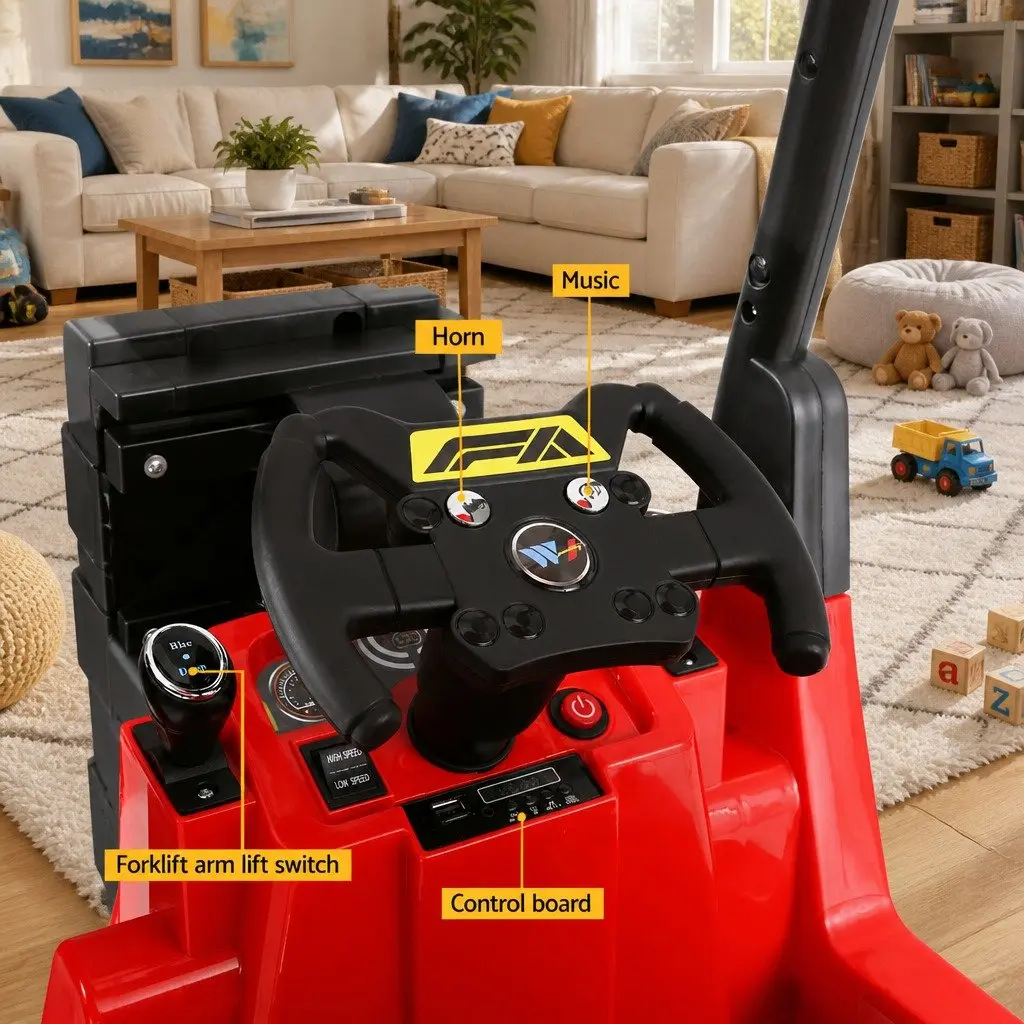 Red Kids Electric Ride On Forklift Loader Toy Car 12V Remote Control Horn