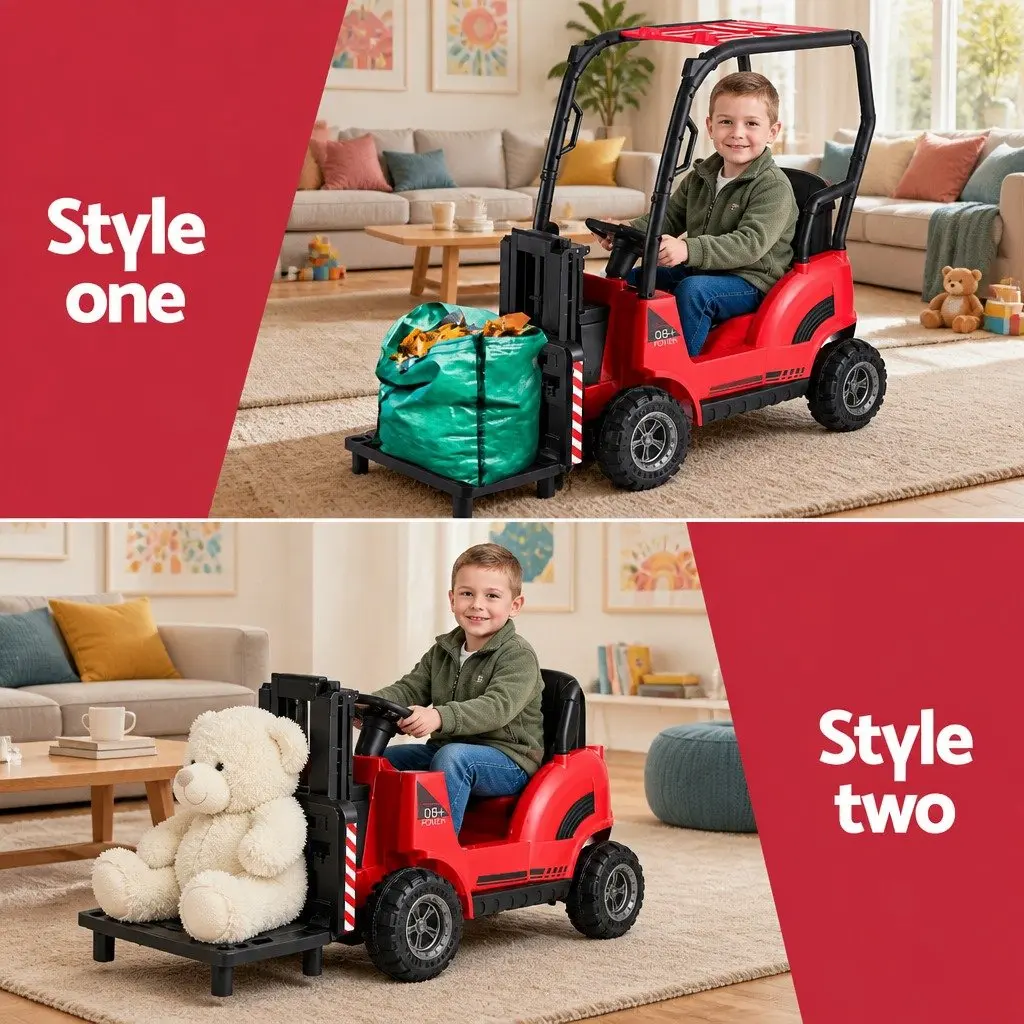 Red Kids Electric Ride On Forklift Loader Toy Car 12V Remote Control Horn