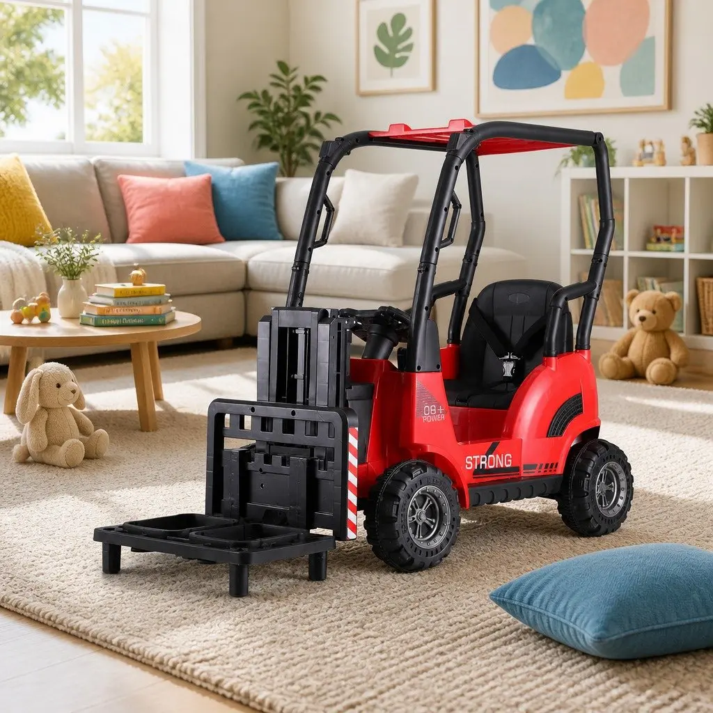 Red Kids Electric Ride On Forklift Loader Toy Car 12V Remote Control Horn