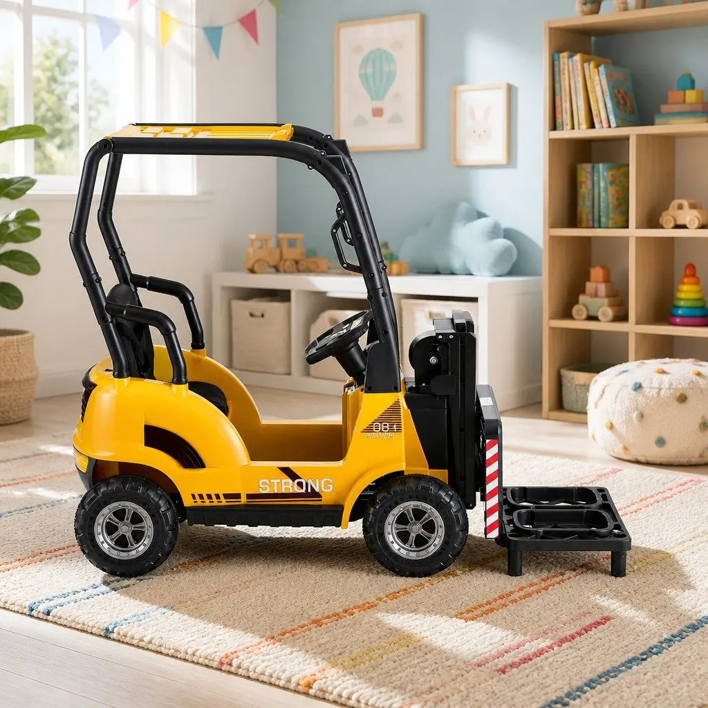 Kids Electric Ride On Forklift Loader 12V Yellow Construction Vehicle Toy Remote