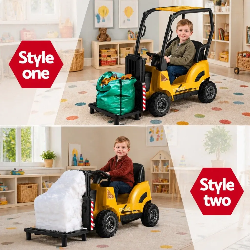 Kids Electric Ride On Forklift Loader 12V Yellow Construction Vehicle Toy Remote