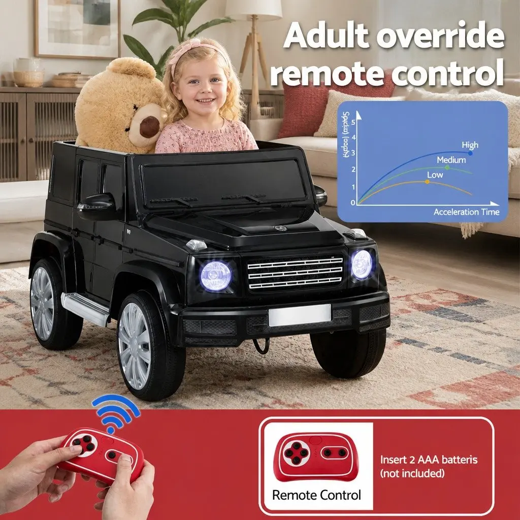 Ride On Car for Kids Black 12V Electric Toy with Remote Control