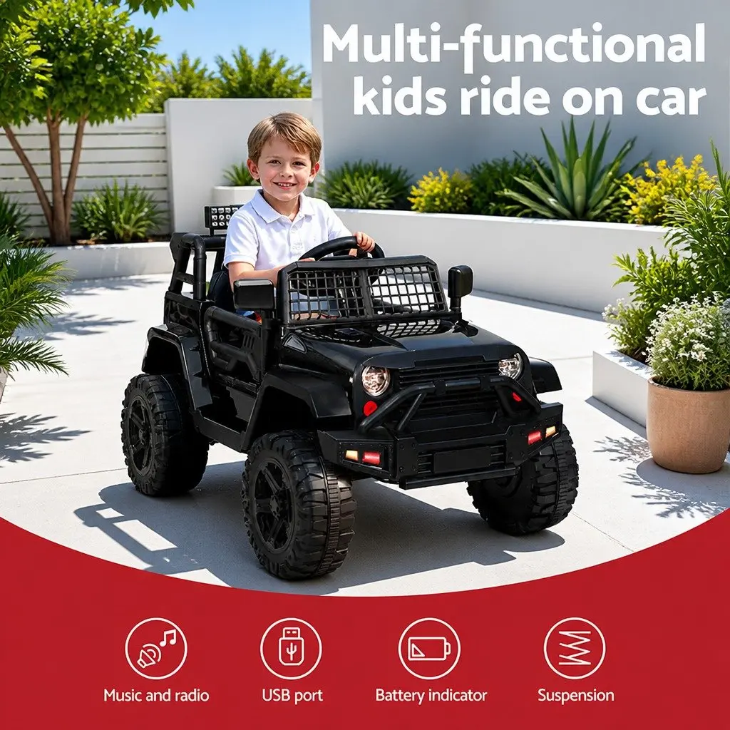 Kids Ride On Car Jeep Black 12V Battery Remote Control